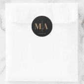 Sticker Rond Élégant Monogram Black Gold Nom (Sac)