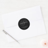 Sticker Rond Élégant Monogram Black Grey Adresse (Enveloppe)