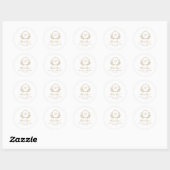 Sticker Rond Élégant Monogram Crest Mariage Classic Round (Feuille)