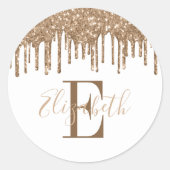 Sticker Rond Élégant Monogram Gold Parties scintillant Drift (Devant)