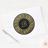 Sticker Rond Élégant Monogram Gold Parties scintillant grecque (Enveloppe)
