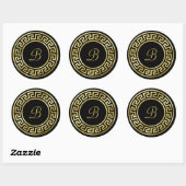 Sticker Rond Élégant Monogram Gold Parties scintillant grecque (Feuille)