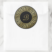 Sticker Rond Élégant Monogram Gold Parties scintillant grecque (Sac)
