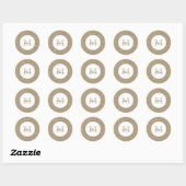 Sticker Rond Elegant Monogram Name Country Chic Style Burlap (Feuille)