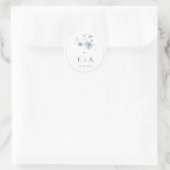 Sticker Rond Elegant Monogram Pink & Blue Floral Wedding (Sac)
