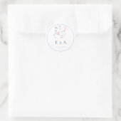 Sticker Rond Elegant Monogram Pink & Blue Floral Wedding (Sac)