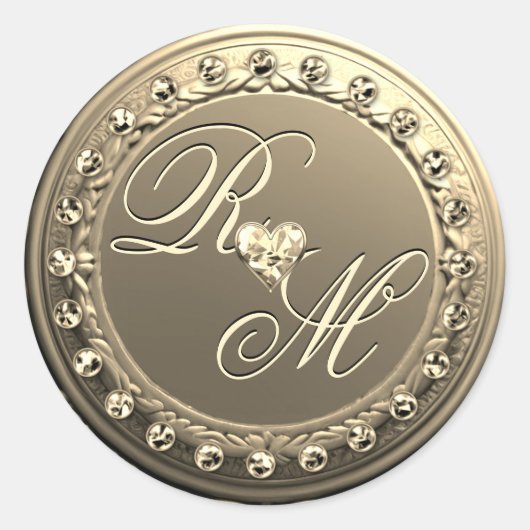 Sticker Rond Élégant monogramme (Devant)