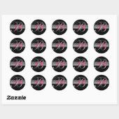 Sticker Rond Elégant monogramme blanc noir Fuchsia Mariage Seal (Feuille)