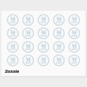 Sticker Rond Élégant Monogramme Bleu Simple Adresse de retour (Feuille)