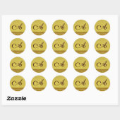 Sticker Rond Elégant monogramme brun doré (Feuille)