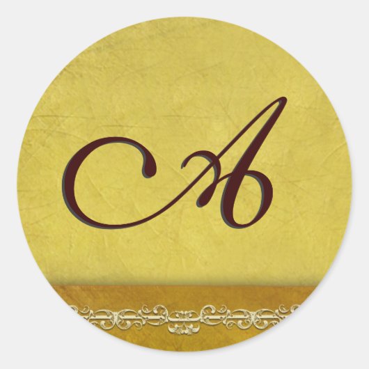 Sticker Rond Elégant monogramme brun doré (Devant)