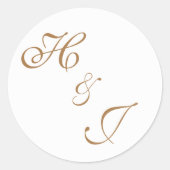 Sticker Rond Élégant Monogramme Classé Mariage formel (Devant)