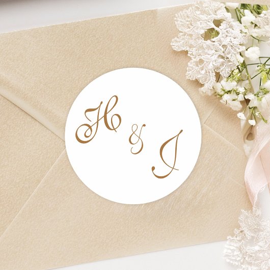 Sticker Rond Élégant Monogramme Classé Mariage formel