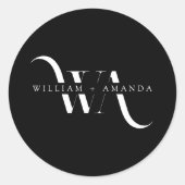 Sticker Rond Élégant Monogramme classique Typographie Mariage (Devant)