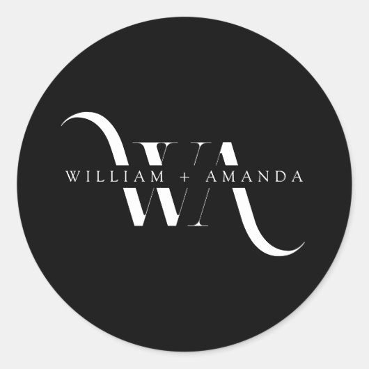 Sticker Rond Élégant Monogramme classique Typographie Mariage (Devant)