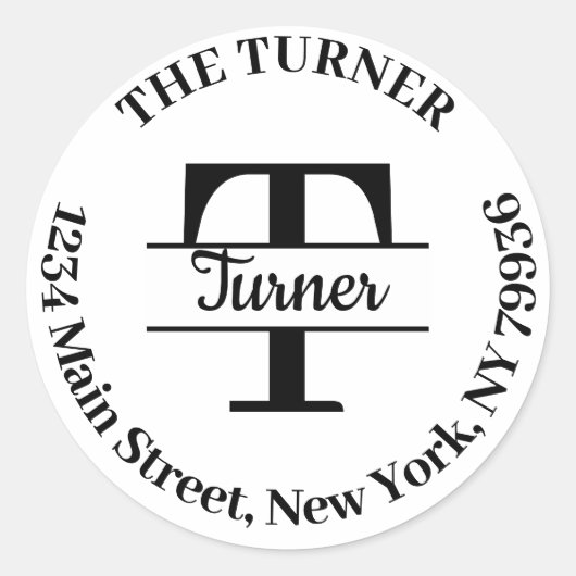 Sticker Rond Élégant Monogramme Créez Votre Propre Adresse de R (Devant)