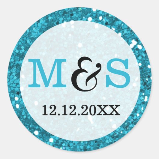 Sticker Rond Elégant Monogramme De Mariage | Parties scintillan (Devant)