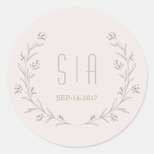 Sticker Rond Élégant monogramme de mariage rustique lilas flora (Devant)