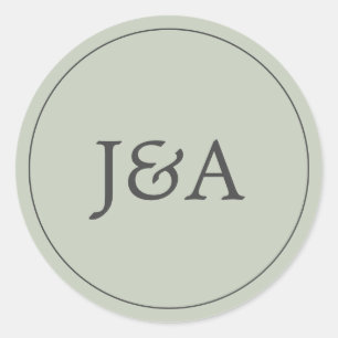 Sticker Rond Elégant monogramme Eucalyptus Vert Enveloppe Sceau