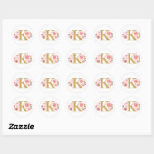 Sticker Rond Élégant Monogramme floral rose (Feuille)