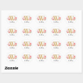 Sticker Rond Élégant Monogramme Floral rose Lettre initiale d'o (Feuille)