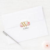 Sticker Rond Élégant Monogramme Floral rose Lettre initiale d'o (Enveloppe)