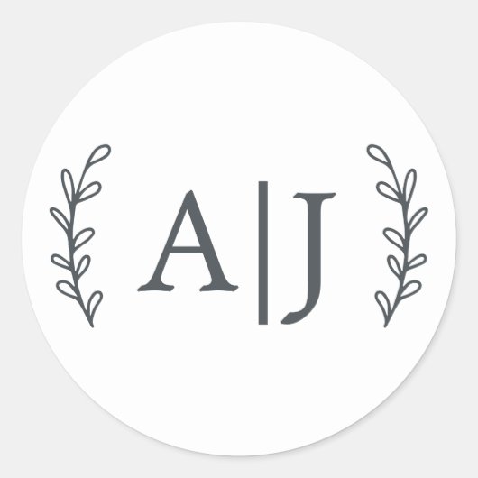 Sticker Rond Élégant Monogramme Initiales Mariage Adresse de re (Devant)