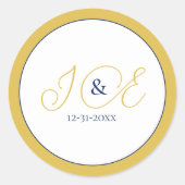 Sticker Rond Élégant Monogramme Initiales Mariage Couple Mustar (Devant)