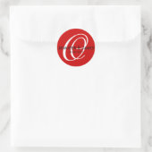 Sticker Rond Élégant Monogramme Mariage noir blanc rouge (Sac)
