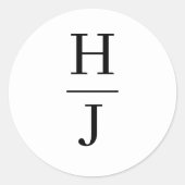 Sticker Rond Élégant Monogramme Mariage noir et blanc (Devant)
