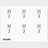 Sticker Rond Élégant Monogramme Mariage noir et blanc (Feuille)