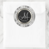 Sticker Rond Elégant Monogramme Mariage ou Anniversaire Design (Sac)
