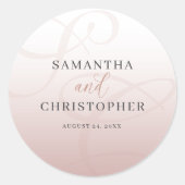Sticker Rond Élégant Monogramme Mariage Script (Devant)
