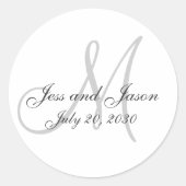Sticker Rond Elégant Monogramme Merci mariage Faveur (Devant)