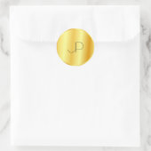 Sticker Rond Élégant Monogramme Modèle Faux Gold Metallic Look (Sac)