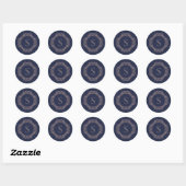 Sticker Rond Élégant Monogramme Moderne Classique  (Feuille)