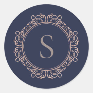 Sticker Rond Élégant Monogramme Moderne Classique 