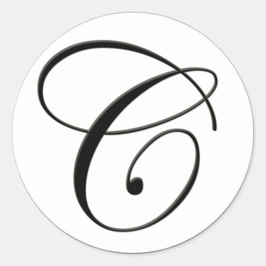 Sticker Rond Élégant Monogramme noir et blanc C (Devant)
