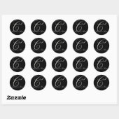 Sticker Rond Élégant monogramme noir et blanc - C initial (Feuille)