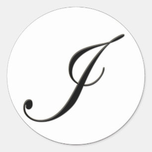 Sticker Rond Élégant Monogramme noir et blanc I