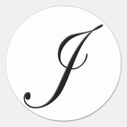 Sticker Rond Élégant Monogramme noir et blanc J (Devant)