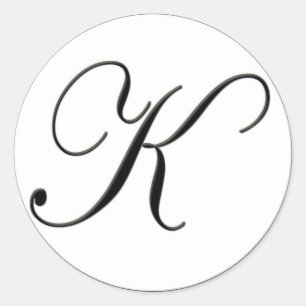 Sticker Rond Élégant Monogramme noir et blanc K