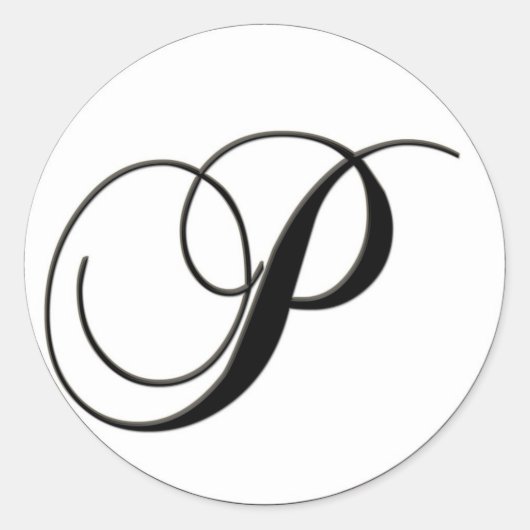 Sticker Rond Élégant Monogramme noir et blanc P (Devant)