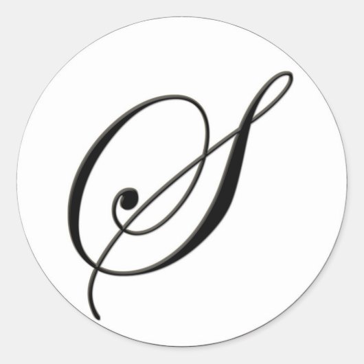 Sticker Rond Élégant Monogramme noir et blanc S (Devant)