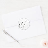 Sticker Rond Élégant Monogramme noir et blanc V (Enveloppe)