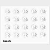 Sticker Rond Élégant Monogramme noir Mariage blanc (Feuille)