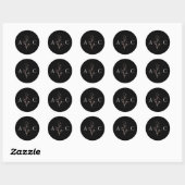 Sticker Rond Élégant Monogramme noir Mariage Enveloppe sceaux (Feuille)
