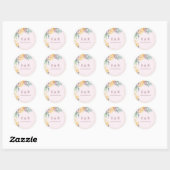 Sticker Rond Élégant Monogramme rose Floral Chic (Feuille)