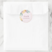 Sticker Rond Élégant Monogramme rose Floral Chic (Sac)