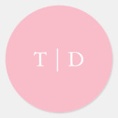 Sticker Rond Élégant Monogramme rose Mariage moderne (Devant)